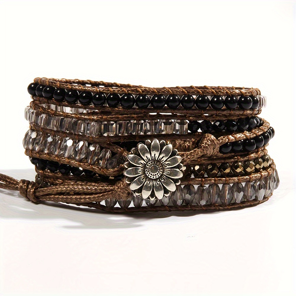 Bohemian Style Stone Beaded Bracelet Adjustable Wrap